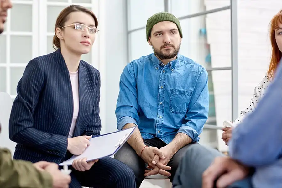 man in humanistic therapy
