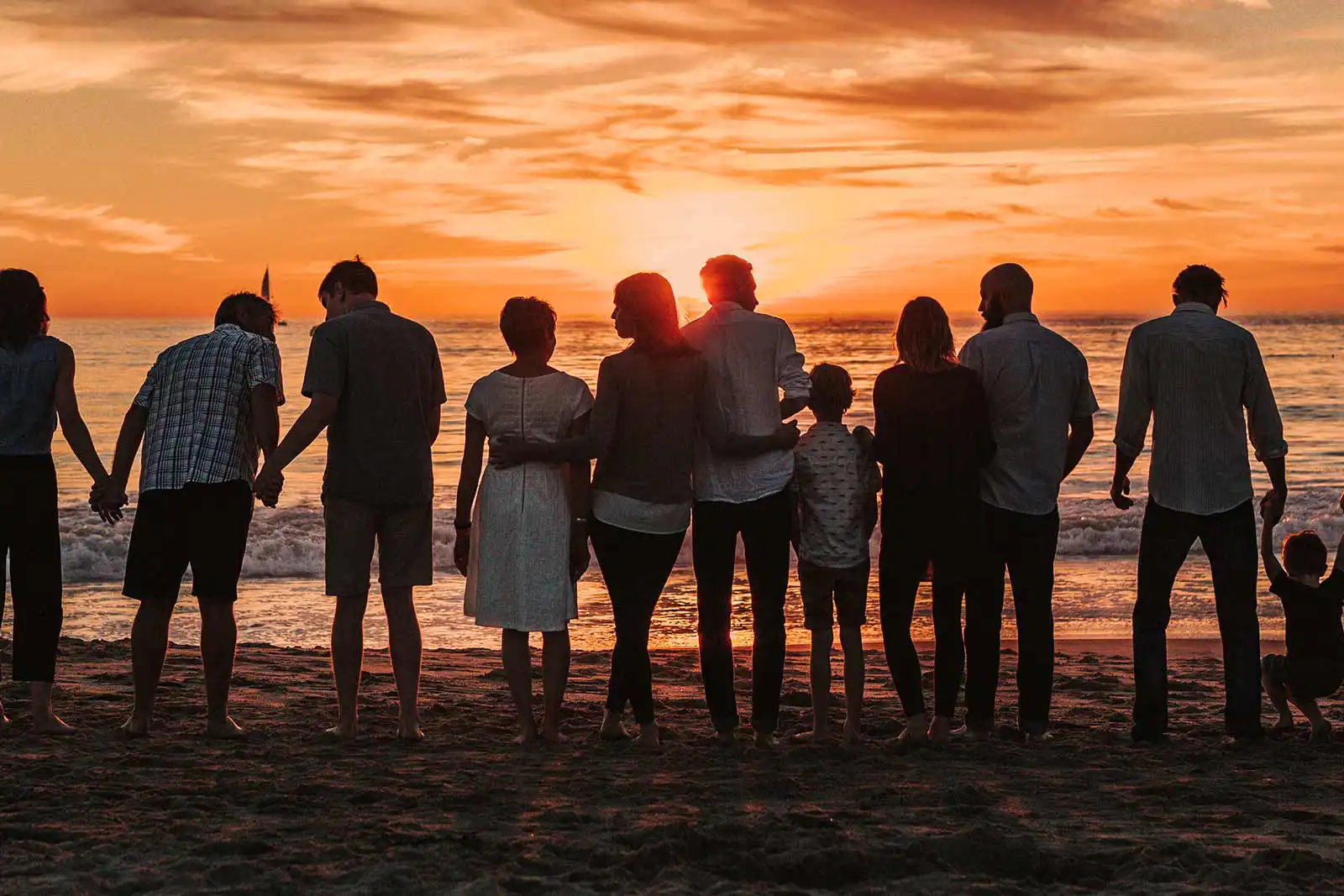 family and friends at the beach after recovery